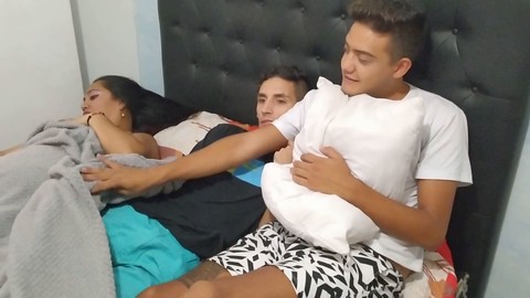 We watch vids with my stepmother and I take the opportunity to delectation my stepbrother HD Gay movie